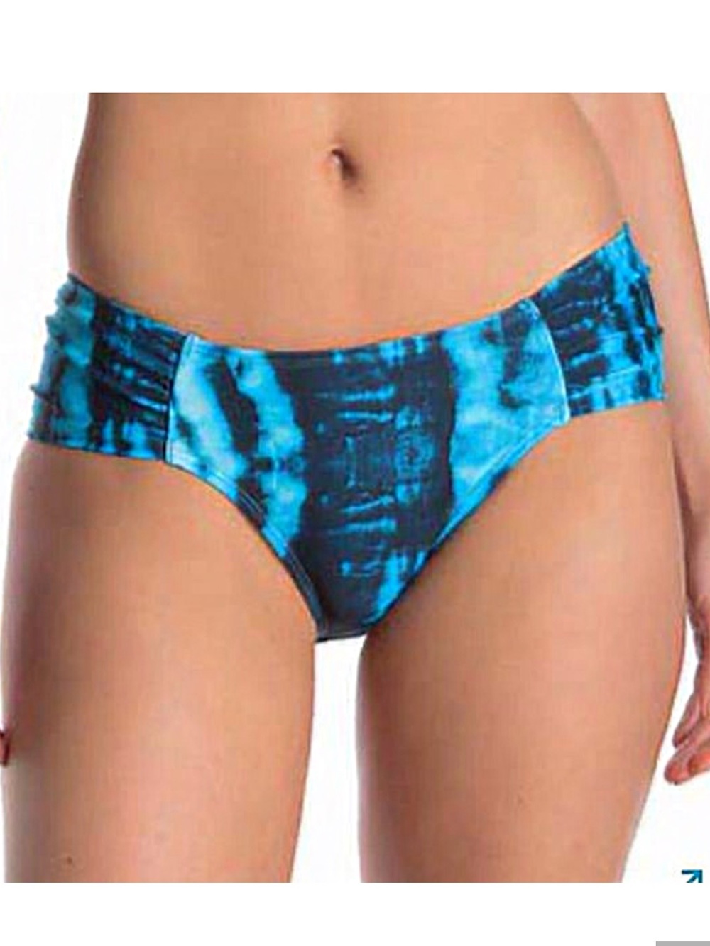 Rachel Roy Blue Turquoise and Navy Tie-Dye Runched Hipster Bikini Bottom Small S